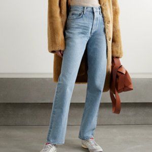 AGOLDE Lana distressed organic mid-rise straight-leg jeans sz 25 riptide